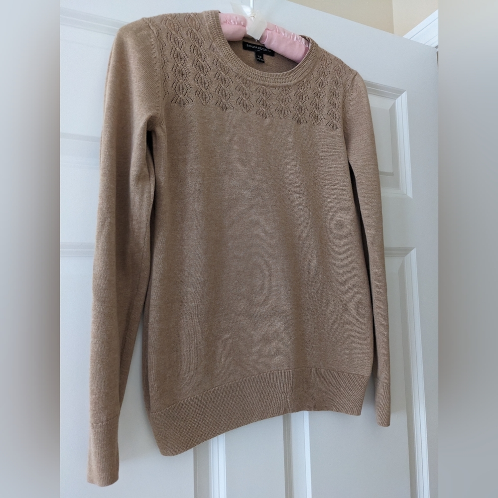Banana Republic factory sweater pointelle neckline neutral capsule classic XS - Picture 3 of 7